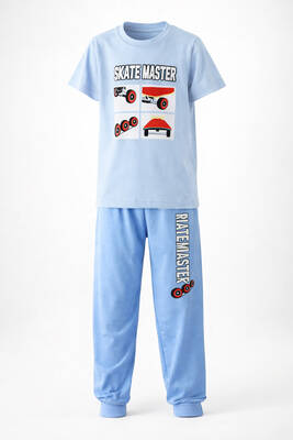 Remsa - Erkek Çocuk Pamuk Penye Pijama Takımı 4270 Açık Mavi (1)