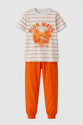 Remsa - Erkek Çocuk Pamuk Penye Pijama Takımı 4277 Turuncu