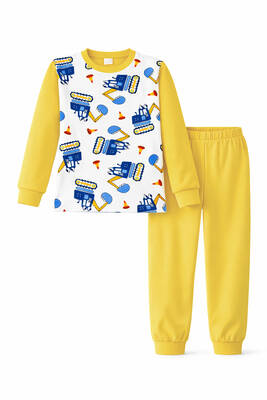 Remsa - Erkek Çocuk Pamuklu Desenli Pijama Takımı 6068-18 Sarı02 (1)
