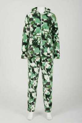 Aydoğan - Erkek Genç Çocuk Kadife Kamuflaj Desen Pijama Takımı 240522 Yeşil (1)