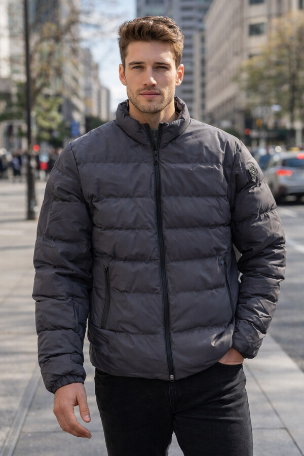 Erkek İçi Astarlı Şişme Mont 7070 Antrasit - Thumbnail