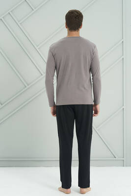 Remsa - Erkek Interlok Penye Uzun Kol Pijama Takımı 2205 Gri01 (1)
