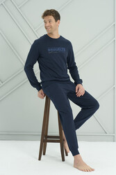 Remsa - Erkek Interlok Penye Uzun Kol Pijama Takımı 2221 Lacivert