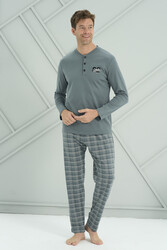 Remsa - Erkek Interlok Penye Uzun Kol Pijama Takımı 2230 Yeşil