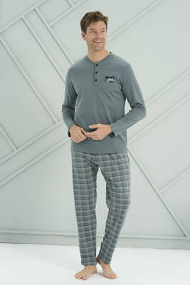 Remsa - Erkek Interlok Penye Uzun Kol Pijama Takımı 2230 Yeşil