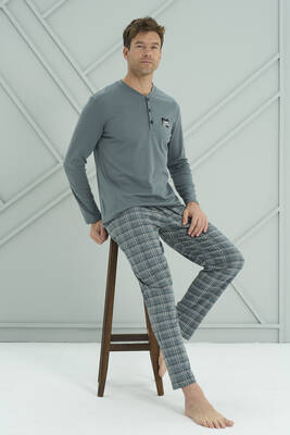 Remsa - Erkek Interlok Penye Uzun Kol Pijama Takımı 2230 Yeşil (1)