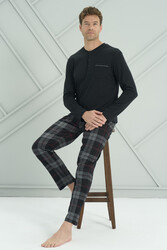 Remsa - Erkek Interlok Penye Uzun Kol Pijama Takımı 2233 Siyah