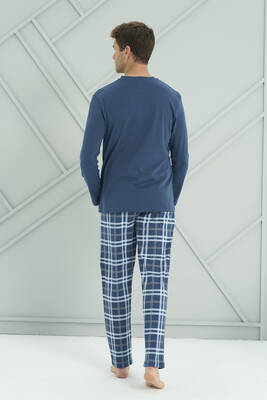 Remsa - Erkek Interlok Penye Uzun Kol Pijama Takımı 2234 Petrol03 (1)