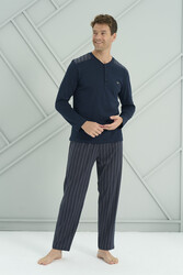 Remsa - Erkek Interlok Penye Uzun Kol Pijama Takımı 2237 Lacivert02