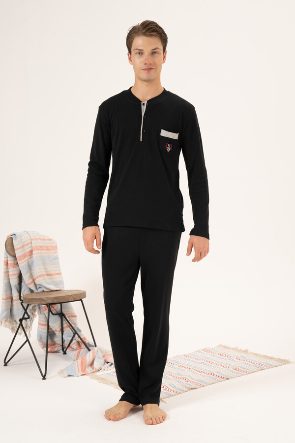 Erkek İnterlok Pijama Takımı 23403 Siyah