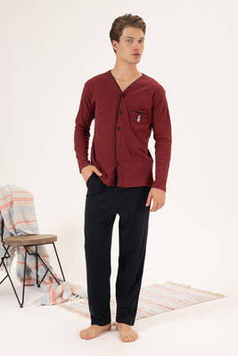 Estiva - Erkek İnterlok Pijama Takımı 23410 Bordo Estiva - Erkek İnterlok Pijama Takımı 23410 Bordo