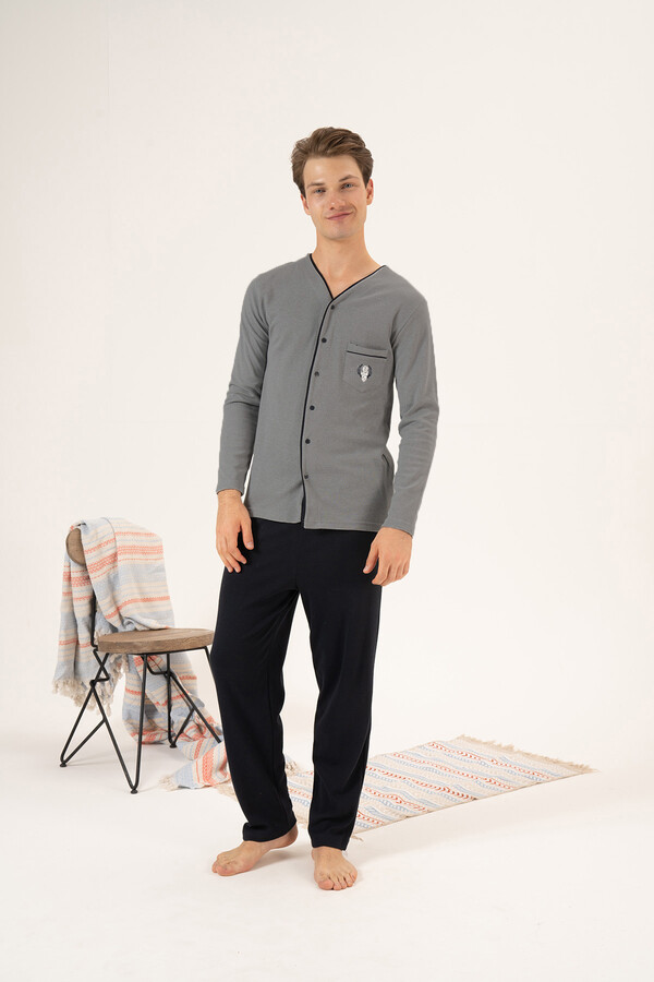 Erkek İnterlok Pijama Takımı 23410 Füme