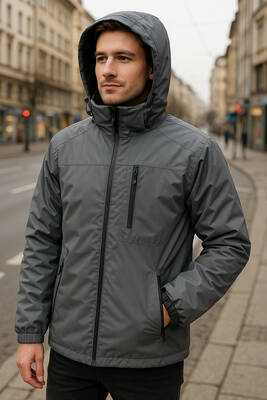 Remsa - Erkek Kapüşonlu Cep Detaylı İçi Polar Kışlık Mont 2540 Füme