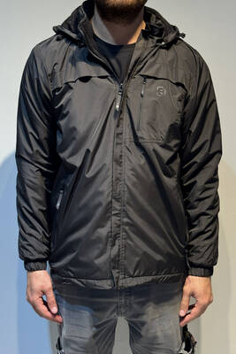 Remsa - Erkek Kapüşonlu Cep Detaylı İçi Polar Kışlık Mont 2540 Siyah (1)