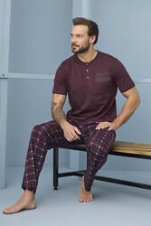 Aydoğan - Erkek Kısa Kol Pamuklu Pijama Takımı 7945 Bordo