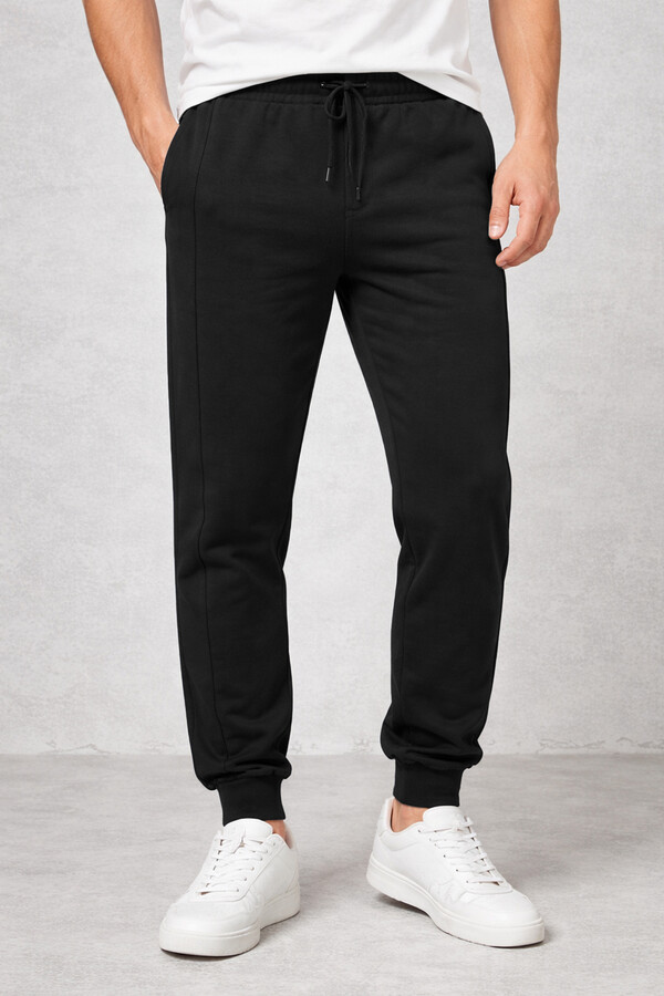 Erkek Paçası ve Beli Lastikli Eşofman Altı 25707 Siyah - Thumbnail