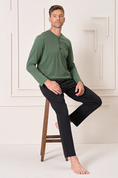 Remsa - Erkek Pamuk Uzun Kol Pijama Takımı 4105 Yeşil