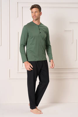 Remsa - Erkek Pamuk Uzun Kol Pijama Takımı 4105 Yeşil (1)