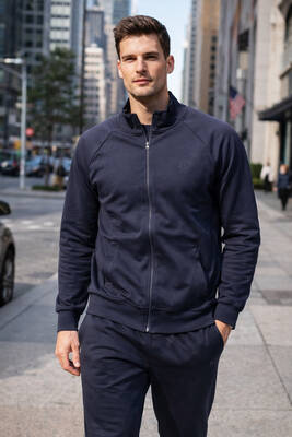 Remsa - Erkek Pamuklu Fermuarlı Eşofman Takımı 7018 Lacivert