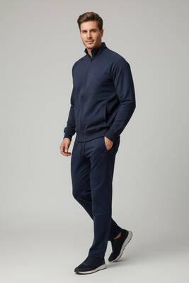 Remsa - Erkek Pamuklu Fermuarlı Eşofman Takımı 7018 Lacivert (1)