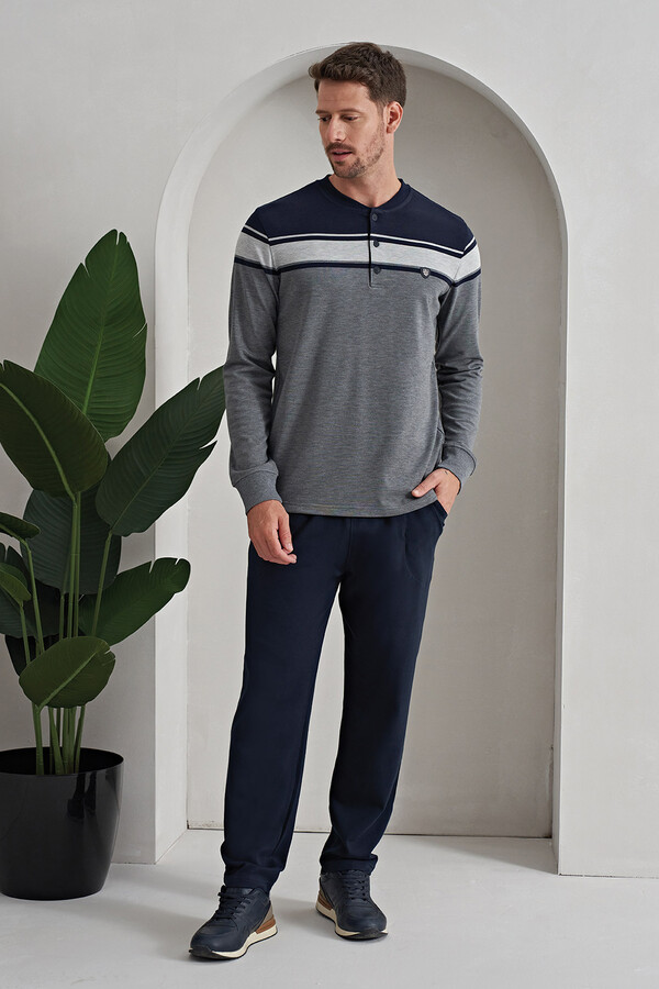 Erkek Pamuklu Pijama Takımı 8205 Antrasit