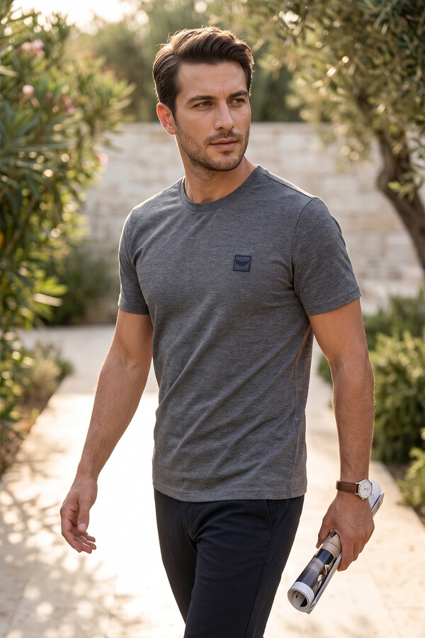 Erkek Pamuklu Tshirt 2002 Antrasit - Thumbnail