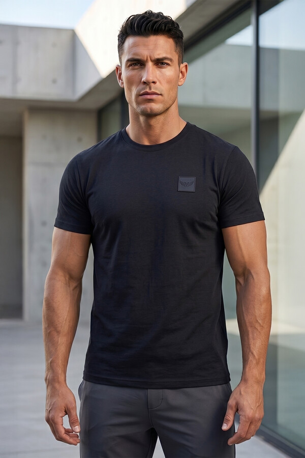 Erkek Pamuklu Tshirt 2002 Siyah - Thumbnail