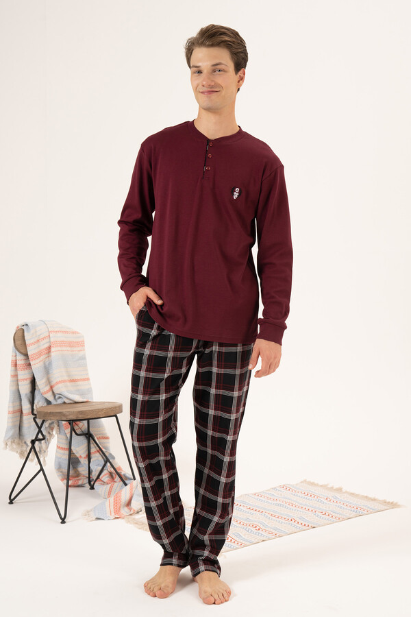Erkek Penye İnterlok Pijama Takımı 24430 Bordo
