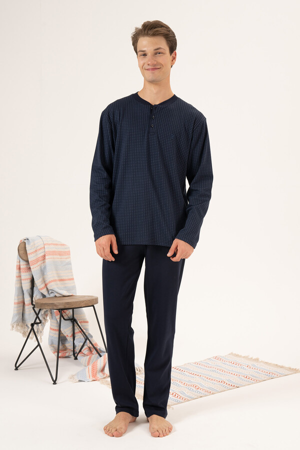Erkek Penye İnterlok Pijama Takımı 24432 Lacivert