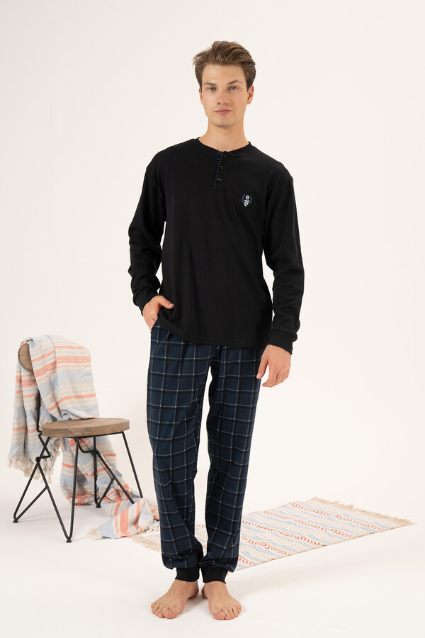 Erkek Penye İnterlok Pijama Takımı 24433 Siyah