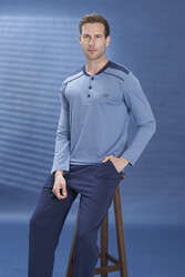 Remsa - Erkek Penye Uzun Kol Pijama Takımı 2111 İndigo01