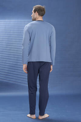 Remsa - Erkek Penye Uzun Kol Pijama Takımı 2111 İndigo01 (1)