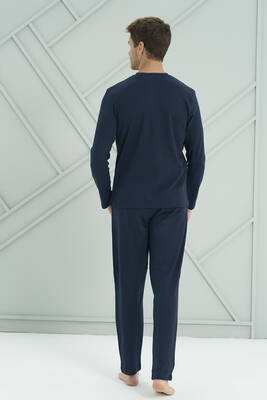Remsa - Erkek Penye Uzun Kol Pijama Takımı 2209 Lacivert04 (1)