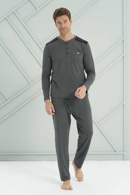 Remsa - Erkek Penye Uzun Kol Pijama Takımı 2215 Antrasit01