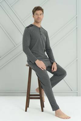 Remsa - Erkek Penye Uzun Kol Pijama Takımı 2215 Antrasit01 (1)