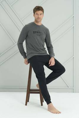 Remsa - Erkek Penye Uzun Kol Pijama Takımı 2219 AntrasitE (1)