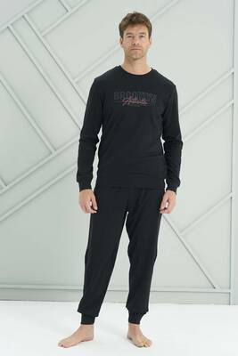 Remsa - Erkek Penye Uzun Kol Pijama Takımı 2223 Siyah05