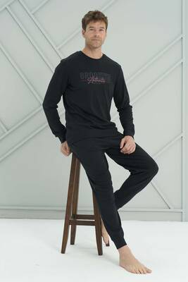 Remsa - Erkek Penye Uzun Kol Pijama Takımı 2223 Siyah05 (1)