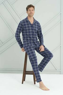 Remsa - Erkek Penye Uzun Kol Pijama Takımı 2226 Lacivert06