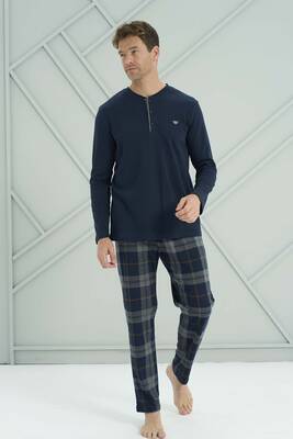 Remsa - Erkek Penye Uzun Kol Pijama Takımı 2231 Lacivert05 (1)