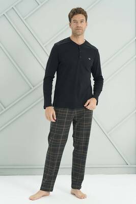 Remsa - Erkek Penye Uzun Kol Pijama Takımı 2232 Siyah04