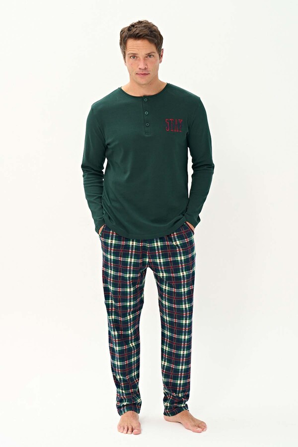 Remsa - Erkek Penye Uzun Kol Pijama Takımı 2250 Acı Yeşil