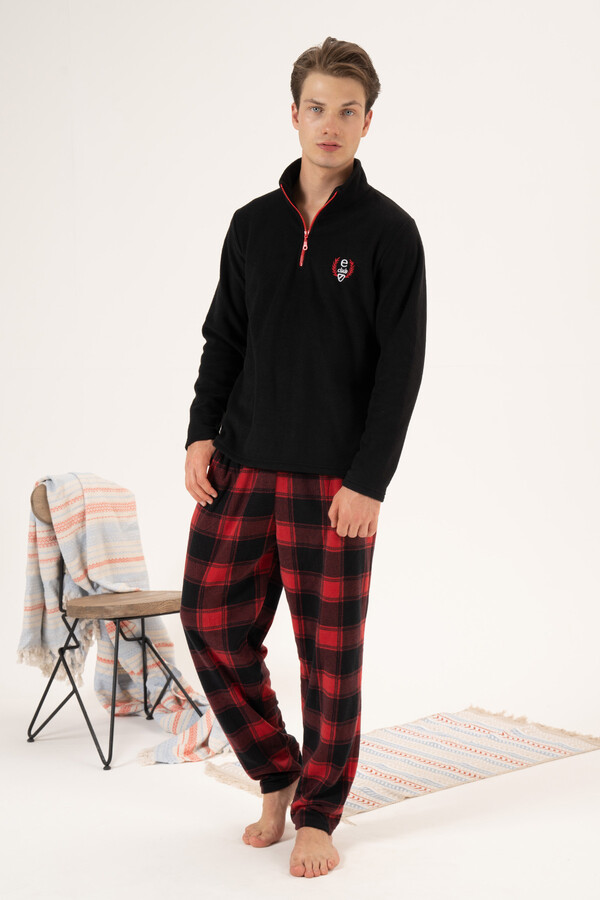 Erkek Polar Fermuarlı Pijama Takımı 24426 Siyah