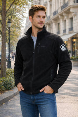 Remsa - Erkek Polar Önü Fermuarlı Tek Üst Ceket 9512 Siyah