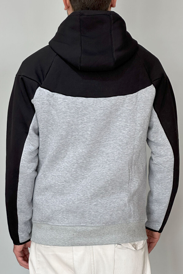 Erkek Şardonlu Kapüşonlu Tek Üst 7099 Siyah - Thumbnail