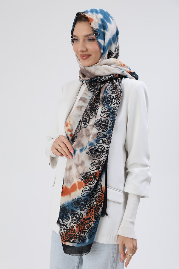 Ethnic Pattern Women's Shawl 5064 Black - Thumbnail