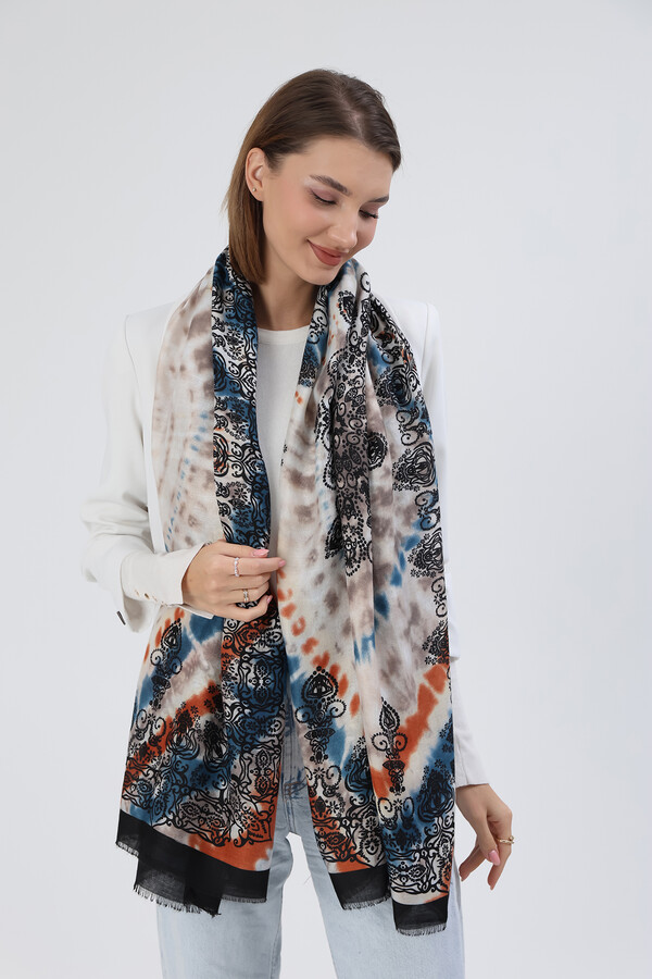 Ethnic Pattern Women's Shawl 5064 Black - Thumbnail