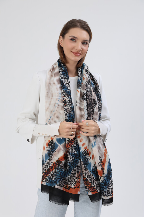 Ethnic Pattern Women's Shawl 5064 Black - Thumbnail