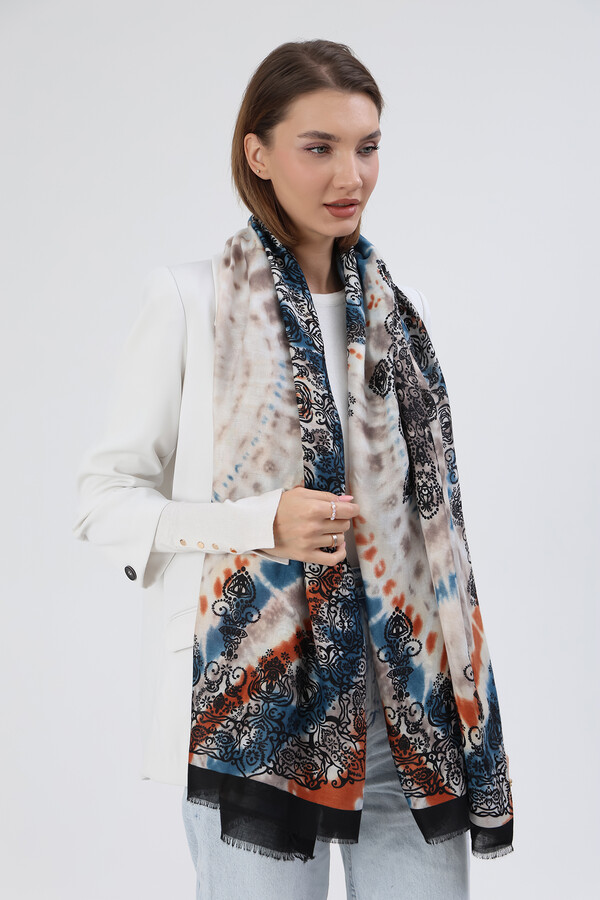 Ethnic Pattern Women's Shawl 5064 Black - Thumbnail