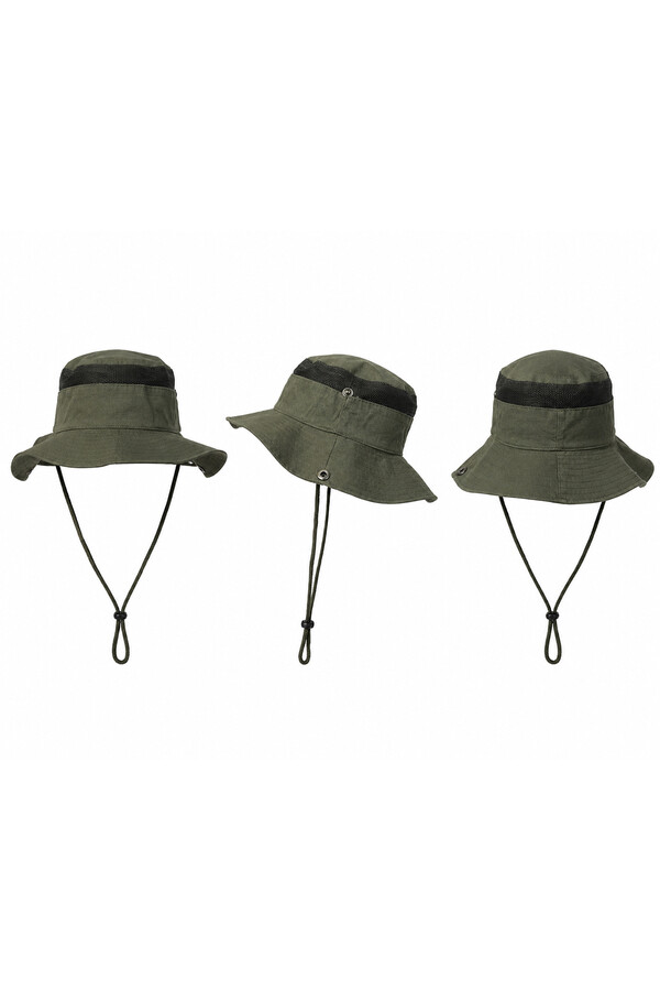 File Detaylı Bağlamalı Bucket Şapka 05 Haki - Thumbnail